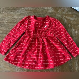 Tommy Hilfiger 3T Red Long Sleeve Dress with Pattern